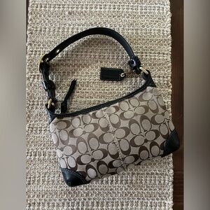 Coach Brown and Black Signature Shoulder Bag